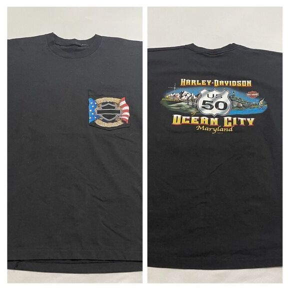 Harley Davidson Black T-Shirt Size Large See Measurements - Picture 1 of 9
